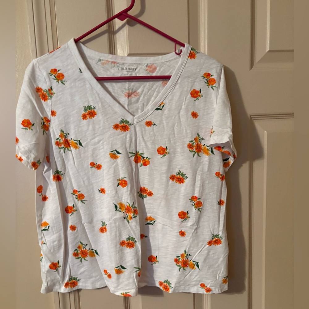 Orange Flowered T-Shirt